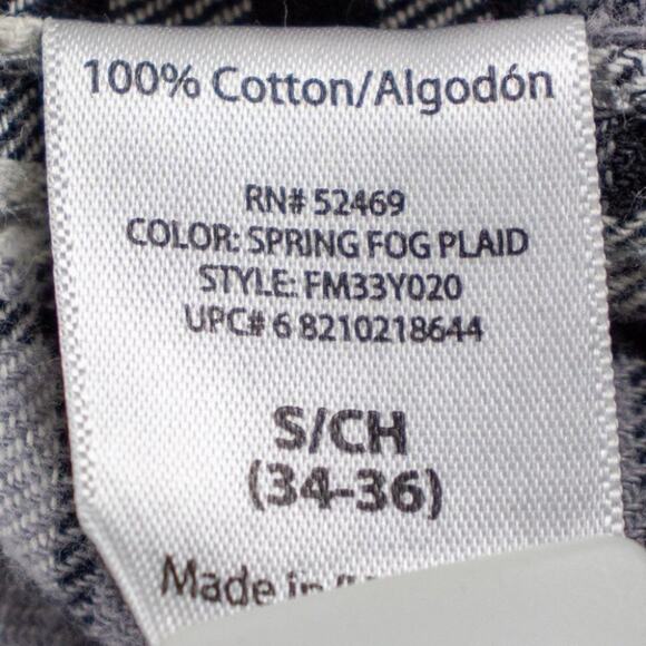 Faded Glory Men's Flannel Button-Up Size Small 34-36 Gray Black White Plaid - Picture 7 of 10